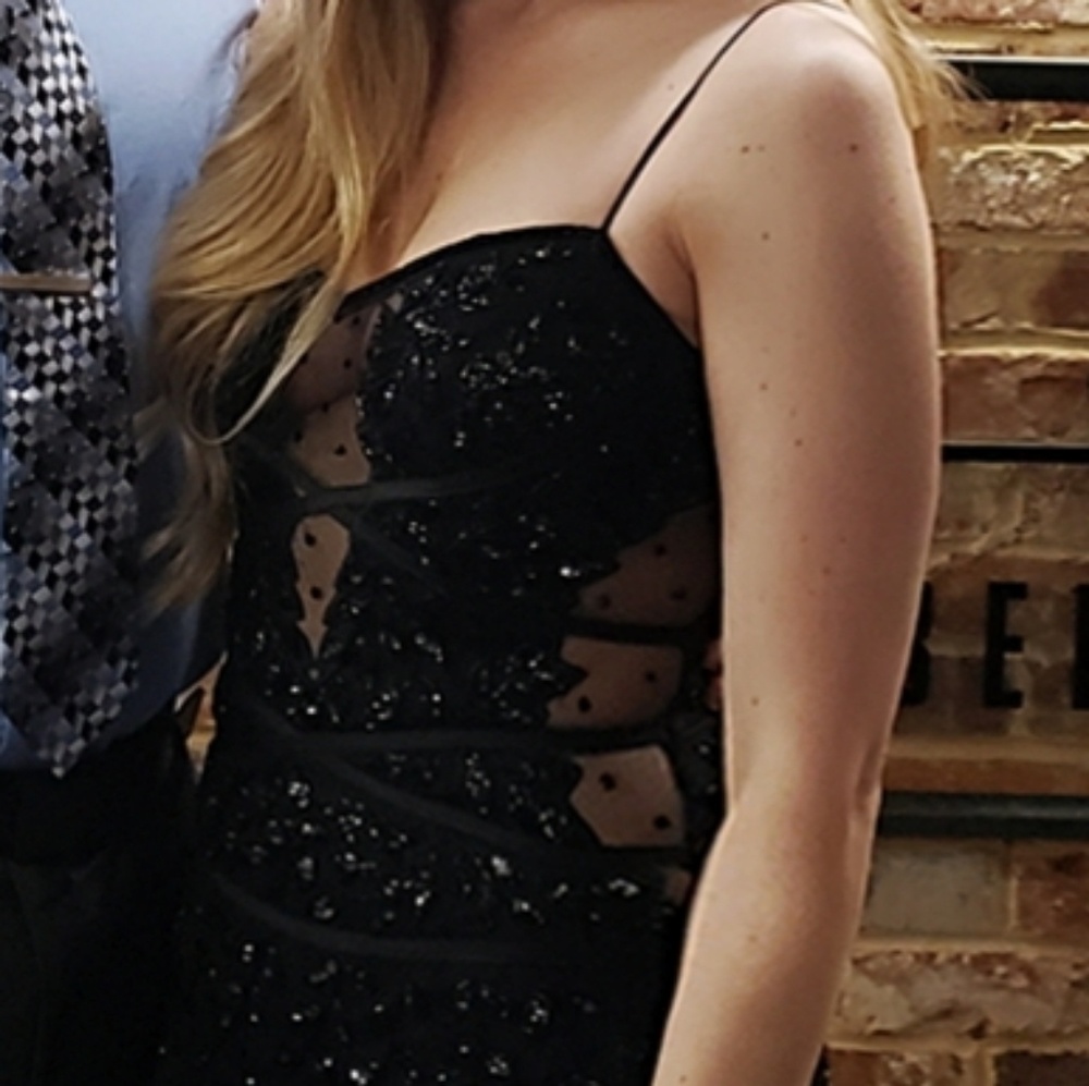 Cache Beaded Black Evening Gown Dress